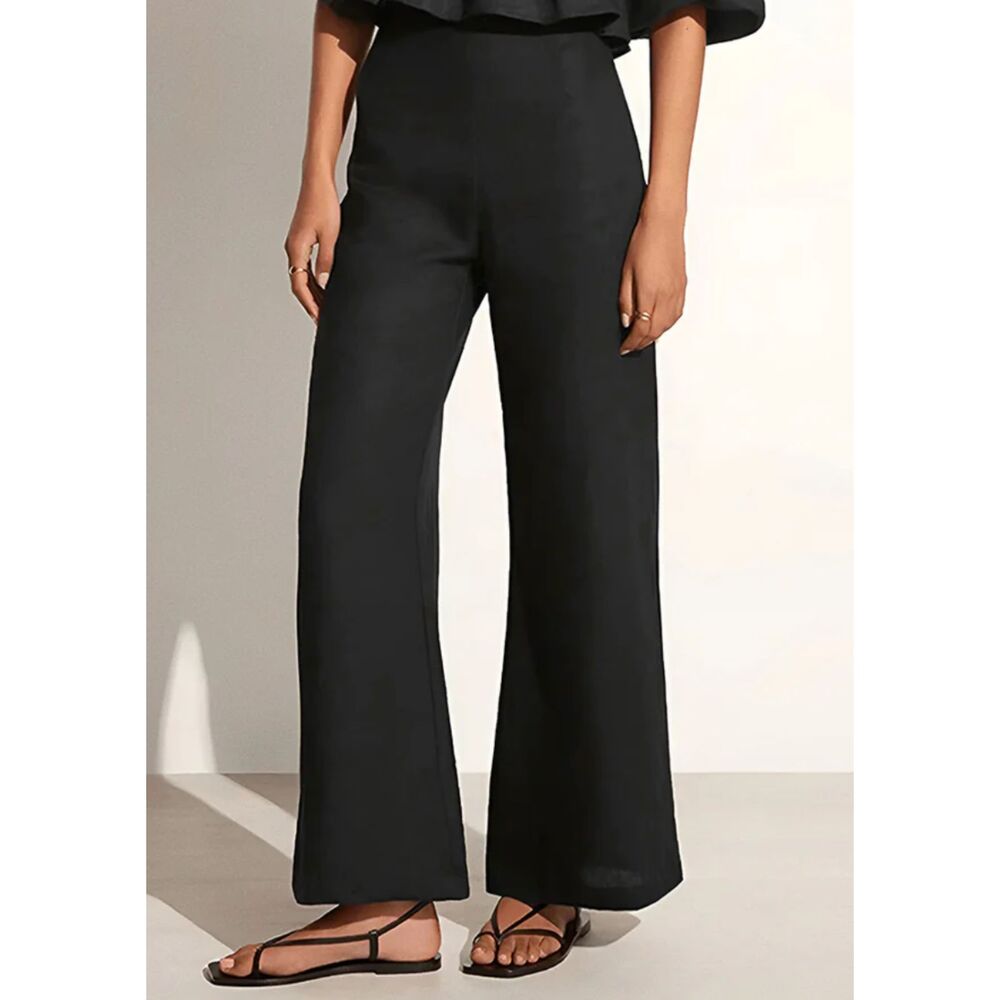 Commense Cotton & Linen Black Wide Leg Pants NWT